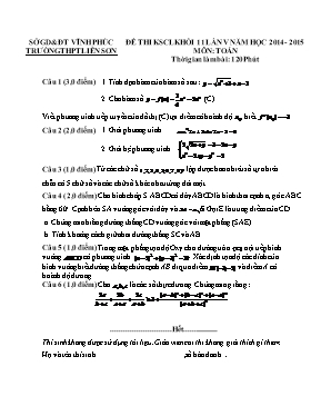 Đề thi khảo sát chất lượng lần 5 môn Toán Lớp 11 - Năm học 2014-2015 - Trường THPT Liễn Sơn (Có đáp án)